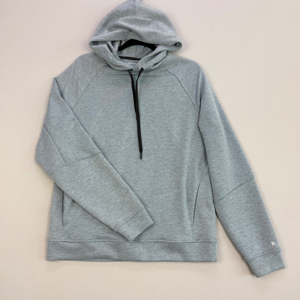 Kenneth Cole Active Tech Fleece Pullover Hoodie Light Blue Gray Men's Size M